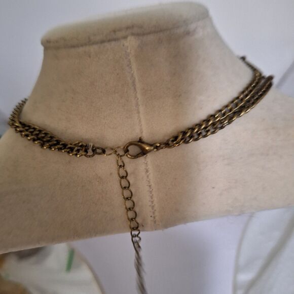 A Women's Choker Collar Necklace Egyptian Tassel Rhinestone Steampunk Gold Tone - Picture 11 of 11